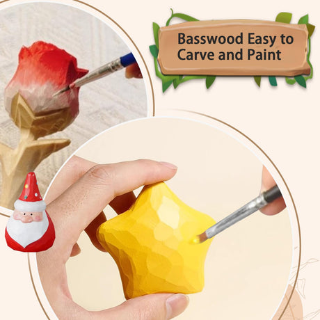 Basswood Carving Blocks for Crafts,Cymuber 24 PCS Whittling Wooden Blockss Kit with 3 Sizes,Wood Carving Blocks Wood Whittling Kit Wood Carving Set Wood Carving Wood Crafts for Kids and Adults Cymuber
