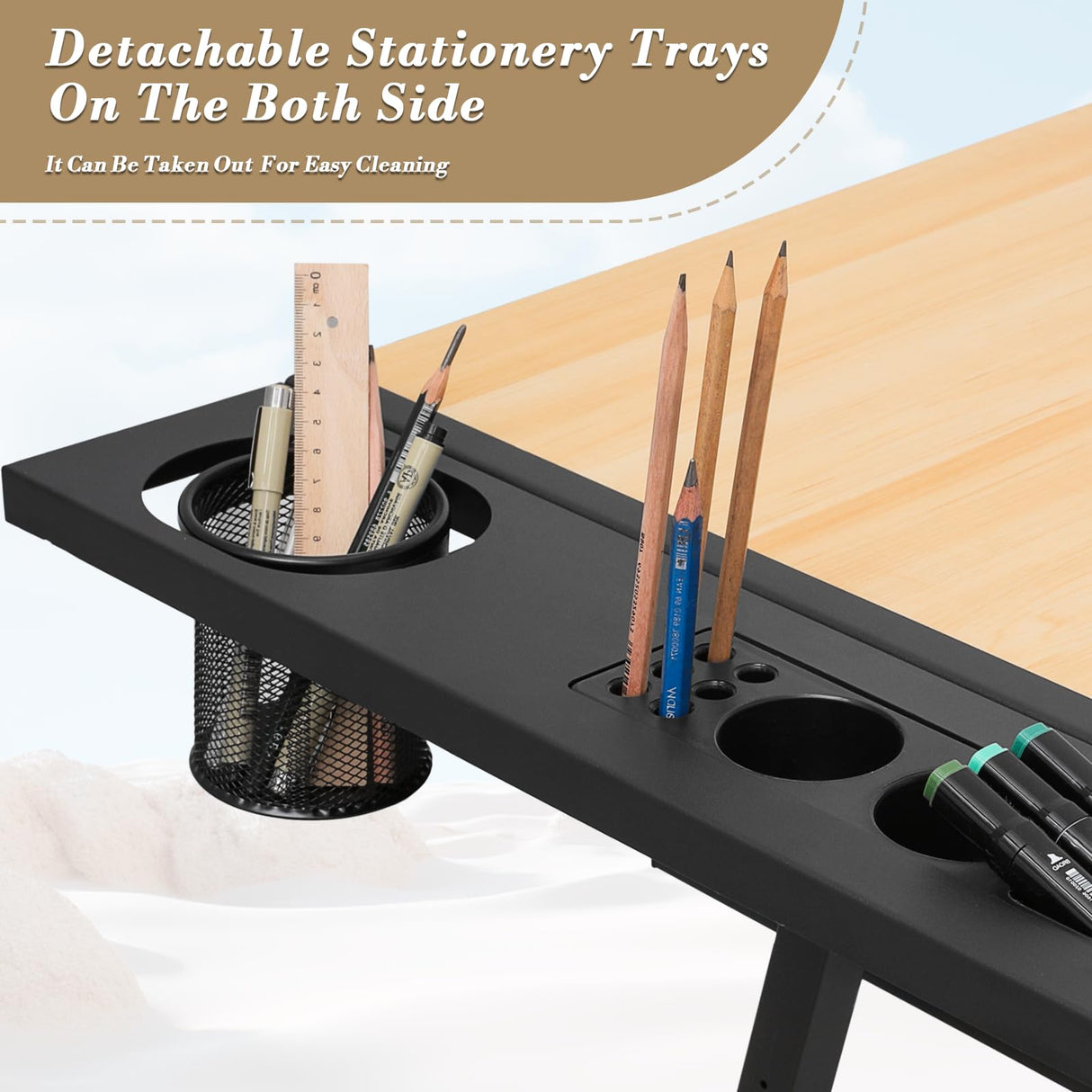 Athena Collection Drafting Table for Artists, Height Adjustable Drawing Table, Dual Desktop Art Desk Metal Frame Art Table Tiltable Craft Desk Paintings Work Station with Stool and Drawers, Natural Athena Collection