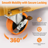 Hydraulic Lift Table Cart, 770lbs Capacity Double Scissor Lift Table w/Locking Wheels,51" Lifting Height Manual Elevating Cart Hydraulic Material Lift Pallet Truck for Material Handling,Transportation MOCHAG