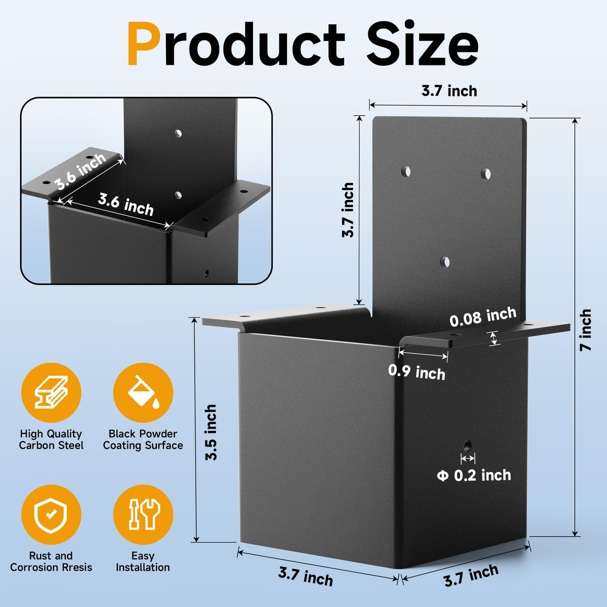 2 Pcs 4x4 Pergola Brackets for Wood Post, Heavy Duty 14 Gauge Post Top Rafter Brackets, Pergola Wall Mount Bracket Kit with Screws Black Deck Railing Brackets for Patio Pergola Log Cabin Youyikoo
