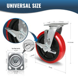 HANDSAMMU 8 inch Industrial Caster, Polyurethane on Polypropylene Wheel- Casters Set of 4 Heavy Duty - 4800LB Total Capacity -Widely Used in DIY Projects, Industrial Equipment（2Rigid&2Swivel） Handsammu