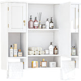 VECELO Bathroom Wall Cabinet with Mirror, Wall Mounted Medicine Cabinet with Open Shelves, 2 Towels Bars for Bathroom Laundry Room Kitchen, 35.04 * 7.09 Inches, Gold VECELO