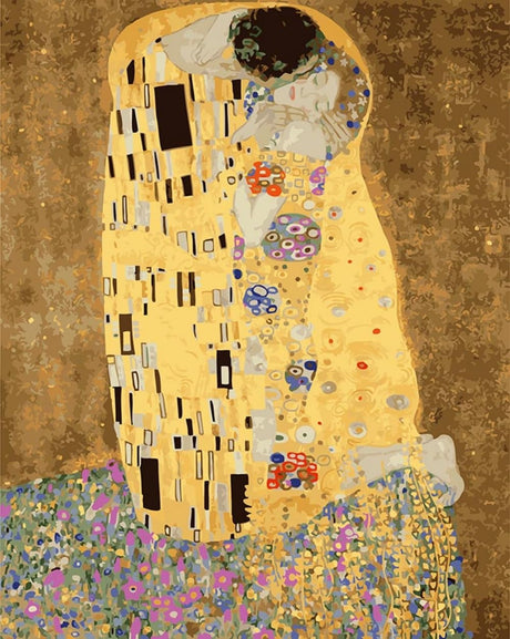 Wowdecor Paint by Number Kits for Adults Beginner, DIY Number Painting The Kiss by Gustav Klimt Famous Paintings 40x50 cm Wall Art Decor (No Frame) Wowdecor