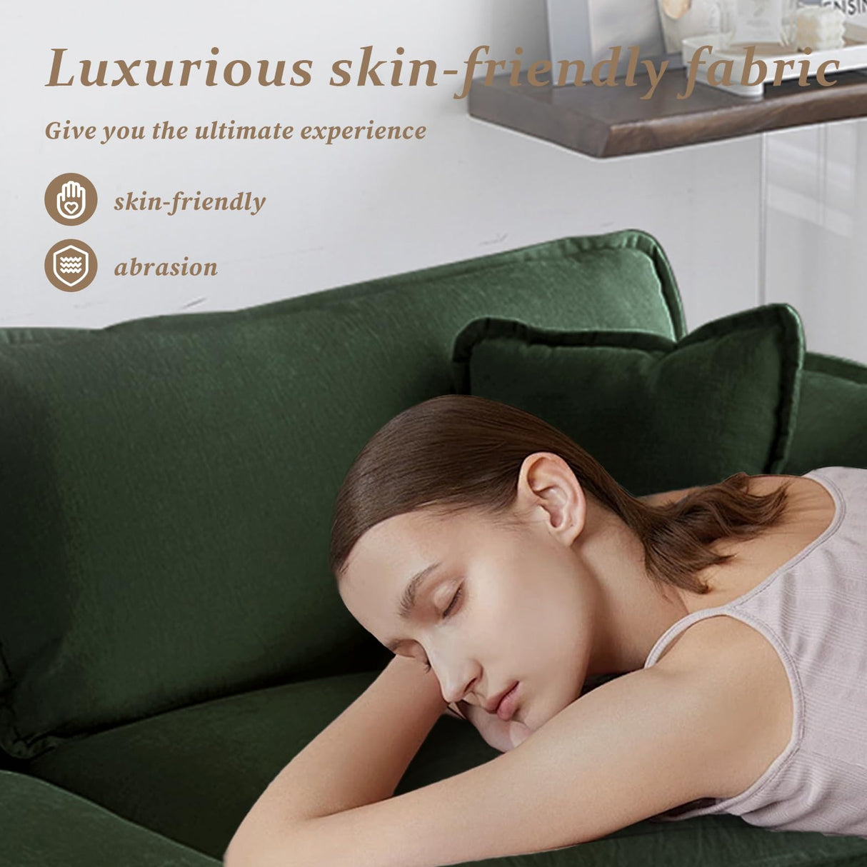 SoarFlash Chenille Sectional Sofa, Comfy Modular Loveseat Sofa, Modern 2-Seat Couch Deep Seat Sofa Set for Living Room,Green SoarFlash