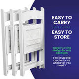 4 White Resin Stackable Folding Chairs - Comfortable White Foldable Chair - Folding Chairs with Padded Seats - Indoor/Outdoor Folding Chairs for Events - Lightweight Foldable Chairs (4 Pack) Simplex Furniture