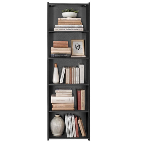 ZENY 5-Tier Shelf Bookcase, Freestanding Wood Storage Display Open Bookshelf for Home Office (Black) ZENY