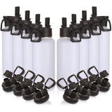 Volhoply 32oz Insulated Water Bottles Bulk 8 Pack with Straw Lid & Spout Lid,Stainless Steel Sports Water Bottle,Double Wall Vacuum Thermos,Leakproof Wide Mouth Metal Flask for Hiking,Camping(White,8) Volhoply