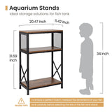 SwaaVee Aquarium Stand, 10 Gallon Fish Tank Stand with Storage, 3 Tier Metal Frame Cabinet Suitable for Fish Tank, Turtle Tank, Rustic Brown (10 Gallon) SwaaVee