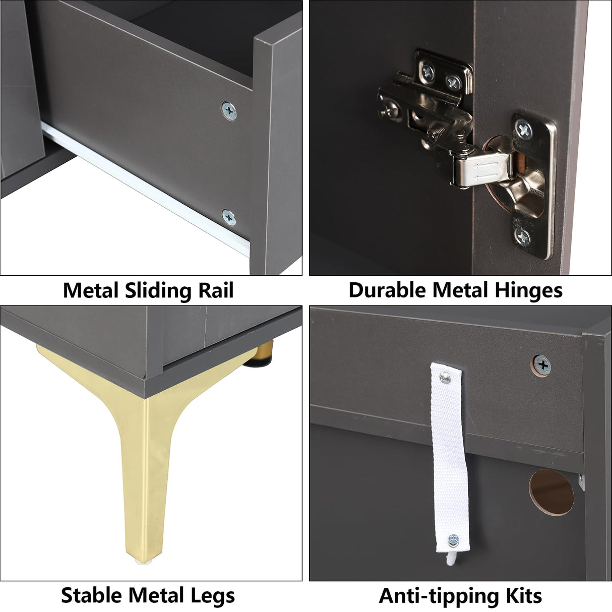 Auromie Sideboard Buffet Cabinet with 3 Drawers, Kitchen Storage Cabinet with LED Light, Coffee Bar Cabinet with Adjustable Shelf,Modern Organizer Cabinet with Door (Grey) Auromie