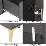 Auromie Sideboard Buffet Cabinet with 3 Drawers, Kitchen Storage Cabinet with LED Light, Coffee Bar Cabinet with Adjustable Shelf,Modern Organizer Cabinet with Door (Grey) Auromie