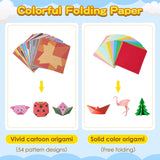 308 Sheets Origami Paper Kit for Kids Ages 5-8 8-12 with Guiding Book DIY Art and Crafts Supplies Kits for Girls and Boys Square Easy Fold Paper Travel Activities Birthday Christmas Gifts WOJASAL