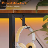 ODK Computer Writing Desk 55 inch, Sturdy Home Office Table, Work Desk with A Storage Bag and Headphone Hook, Deep Brown ODK