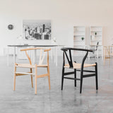 Laura Davidson Furniture Hans Wegner Wishbone Style Chair for Office with Arm Rest, Woven Cord Seat, Walnut with Natural Cord Laura Davidson Furniture