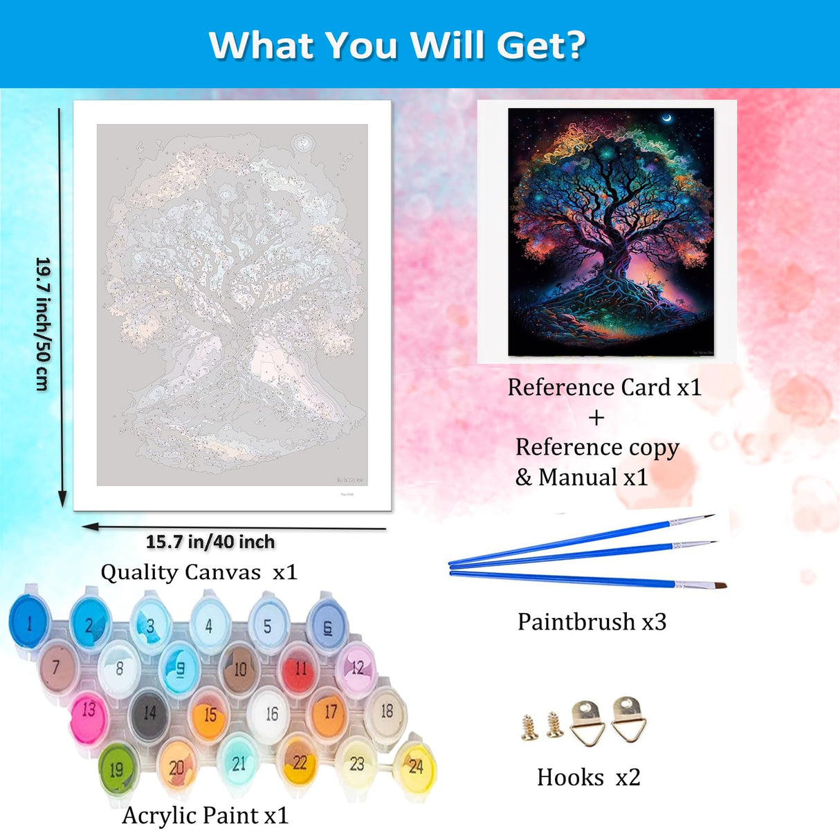 Artunion Tree of Life Paint by Numbers for Adults Beginner, Landscape Paint by Number Kits, DIY Oil Painting Paint by Number Kits on Canvas Arts Craft for Home Wall Decor 16x20 Inch Artunion