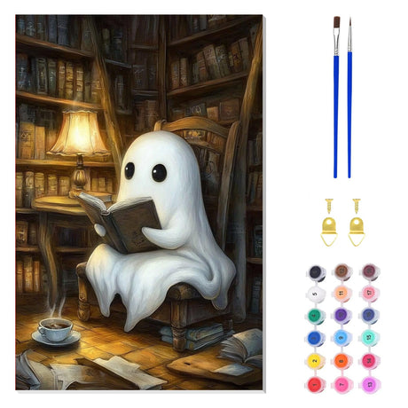 ZENDIYO Halloween Ghost Paint by Numbers Kits for Adults Beginner on Canvas with Wooden Framed, Easy Adult Paint by Number Kit, DIY Acrylic Color Painting by Number for Home Decor Gift 8x12 Inch ZENDIYO