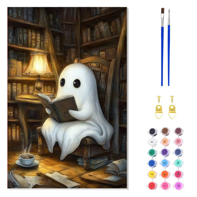 ZENDIYO Halloween Ghost Paint by Numbers Kits for Adults Beginner on Canvas with Wooden Framed, Easy Adult Paint by Number Kit, DIY Acrylic Color Painting by Number for Home Decor Gift 8x12 Inch