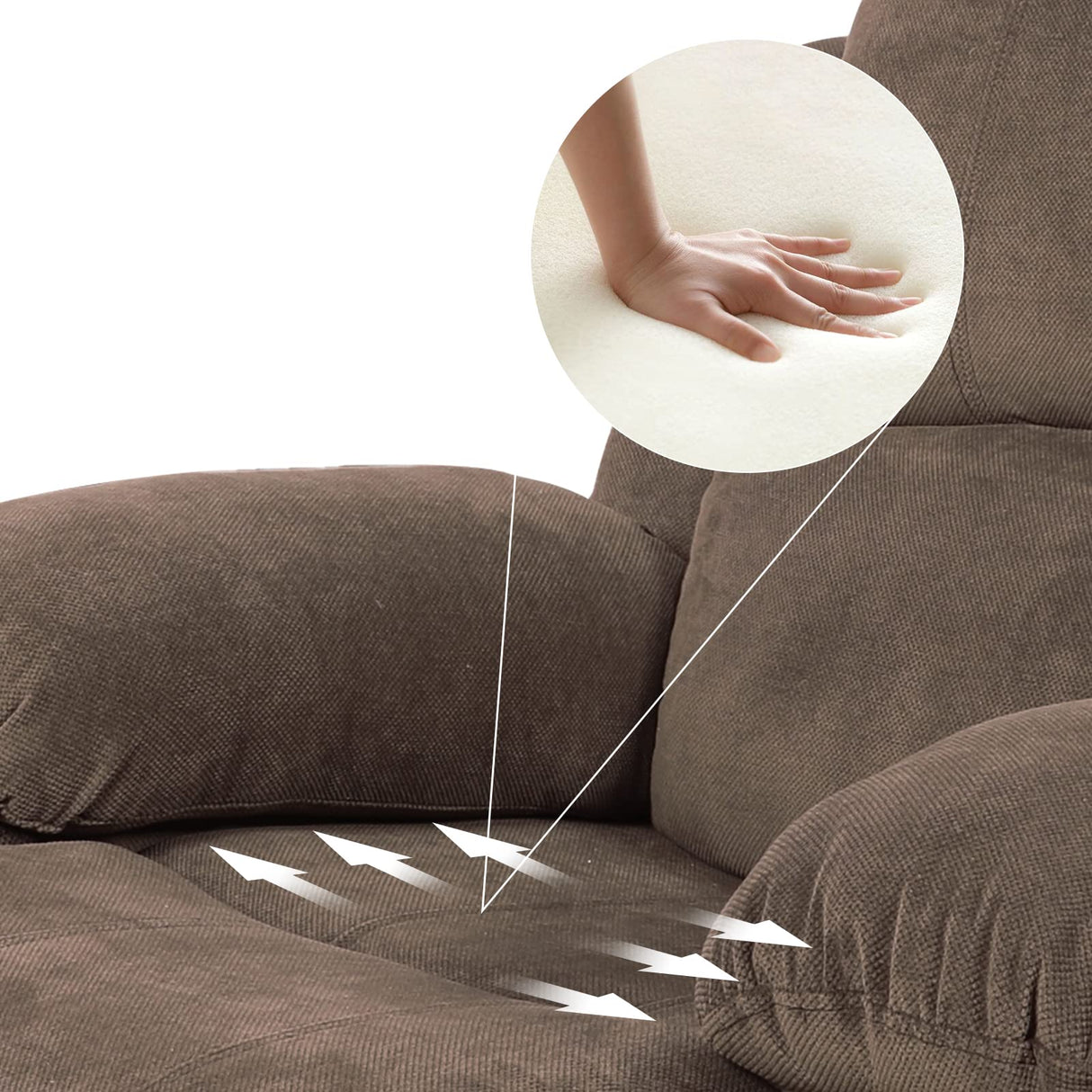 Dekmxas Fabric Recliner Sofa Set Manual Reclining Sofa Set Living Room Furniture Sets Modern Reclining Couch Set with Cup Holders/Storage Console/Drop Down Table for Home/Office (Chocolate, 3PCS Set) Dekmxas