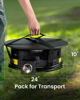 Ciays Large Propane Fire Pit 24 Inch, Gas Fire Pit with Grill Grate, Folding Legs, Hose Hooks, Propane Tank Holder, Cover & Carry Strap, CSA Certified Portable Outdoor Fire Pit for Camping, 58,000 BTU Ciays