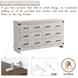 Farmhouse 7 Drawer Dresser for Bedroom - Wood Large Dressers & Chests of Drawers for Closet, 54 Inch Wide Dresser TV Stand with Storage for Bedroom, Living Room, Antique Brush White RedLemon