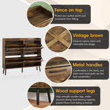 Maupvit Large Shoe Cabinet with 4 Flip Drawers, Freestanding Shoe Organizer with Metal Drawer Bracket for Entryway, Narrow Shoe Rack Cabinet, 5 Sturdy Legs, Rustic Brown Maupvit