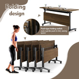 Conference Table, Folding Conference Room Tables With Flip-Top Design Rectangular Modular Conference Room Table with Caster, for Office Conference Room Training Room ( 6PCS 55.1 * 23.6 * 29.5in) GOYQGLE
