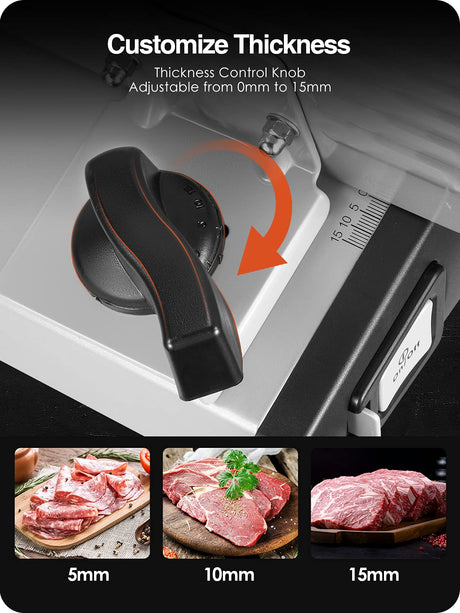 OSTBA Meat Slicer Electric Deli Food Slicer with Child Lock Protection, Removable 7.5’’ Stainless Steel Blade and Food Carriage, Adjustable Thickness Food Slicer Machine for Meat, Cheese, Bread(150W) OSTBA
