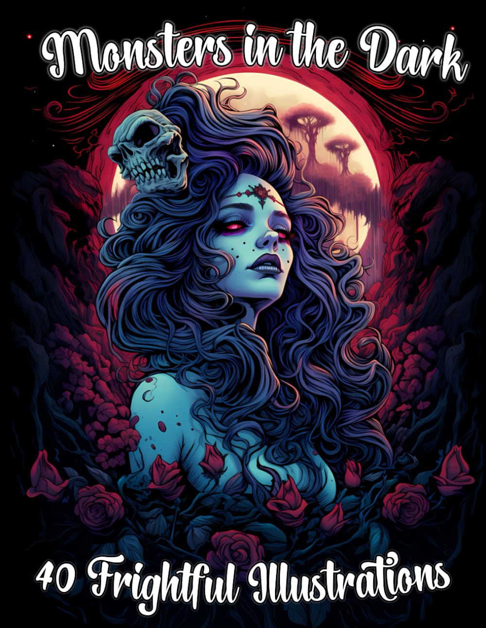 Monsters in the Dark: A Horror Coloring Book for Adults with 40 Frightful Illustrations WoodArtSupply