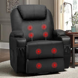 Flamaker Power Lift Recliner Chair PU Leather with Massage for Elderly Ergonomic Lounge Chair Classic Single Sofa with 2 Cup Holders Side Pockets Home Theater Seat (Leather, Light Black) Flamaker