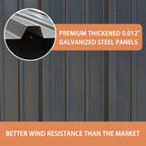 VEIKOU 8 x 10FT Storage Shed with Thickened Galvanized Steel, Outdoor Storage Shed with Lockable Door & Air Vents, Garden Tool Metal Shed for Patio Garage Yard, Grey VEIKOU