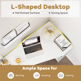 Giantex White Desk with Drawer, 48 Inch Corner Desk with Storage Shelves, Laptop PC Table for Workstation, Vanity Table for Bedroom, Modern Wood Executive Study Writing Table for Small Space Giantex