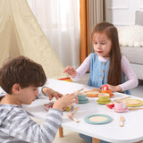 Giant bean 27PCS Wooden Toy Plates and Dishes for Kitchen Set,Montessori Kitchen Toys for Girls and Boys, Wooden Play Kitchen Accessories Giant bean