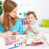 Mezchi 70 Pcs Star Princess Fairy Wands Craft Kit, Make Your Own Wand Craft DIY Magical Wand Kit Includes 16 Unfinished Wooden Princess Wand, 3 Gem Stickers, 32 Colorful Ribbons and Paint Mezchi