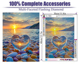 VividMeng Beach Diamond Art Kits for Adults,Sunset Diamond Painting Kit for Adults,DIY Full Drill Diamond Painting Beach Gem Art and Crafts 12x16inch VividMeng