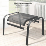 ONBRILL Outdoor Ottoman Set of 2, All Weather Outdoor Foot Stool with Supportive Textliene and Metal Frame, Stackable Oversized Outdoor Foot Rest for Furniture Patio Garden Pool, Grey ONBRILL