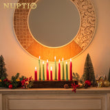 NUPTIO Wood Candelabra for Table Centerpiece: 16.5 inch Long Taper Candle Holder - Farmhouse Candlestick Holder for Christmas Home Dining Living Room Fireplace Decor NUPTIO