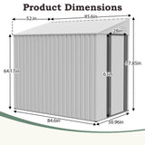 4 × 7 FT Lean to Storage Shed, Outdoor Metal Wall Side Bike Mower Sheds & Outdoor Storage Cabinet, Lockable Tool Organization Shed for Garden Patio Hohuqeri