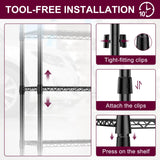 Homtura 2 Pack 5-Tier Metal Wire Shelving Unit with Wheels & Feet, 14" D x 30" W x 60" H,750 lbs Capacity Adjustable Heavy Duty Steel Wire Rack Storage Shelves for Kitchen, Garage, Pantry Homtura