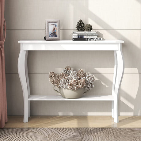 ChooChoo Narrow Console Table, Chic Accent Sofa Table, Entryway Table, White ChooChoo