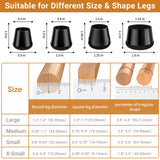 Meldel 24 PCS Silicone Chair Leg Floor Protectors Extra Small(0.6"-0.8") Rubber Felt Furniture Pads Chair Legs Caps/Covers for Hardwood Floors, Tile from Scratches & Reduce Noise - Round, Black Meldel