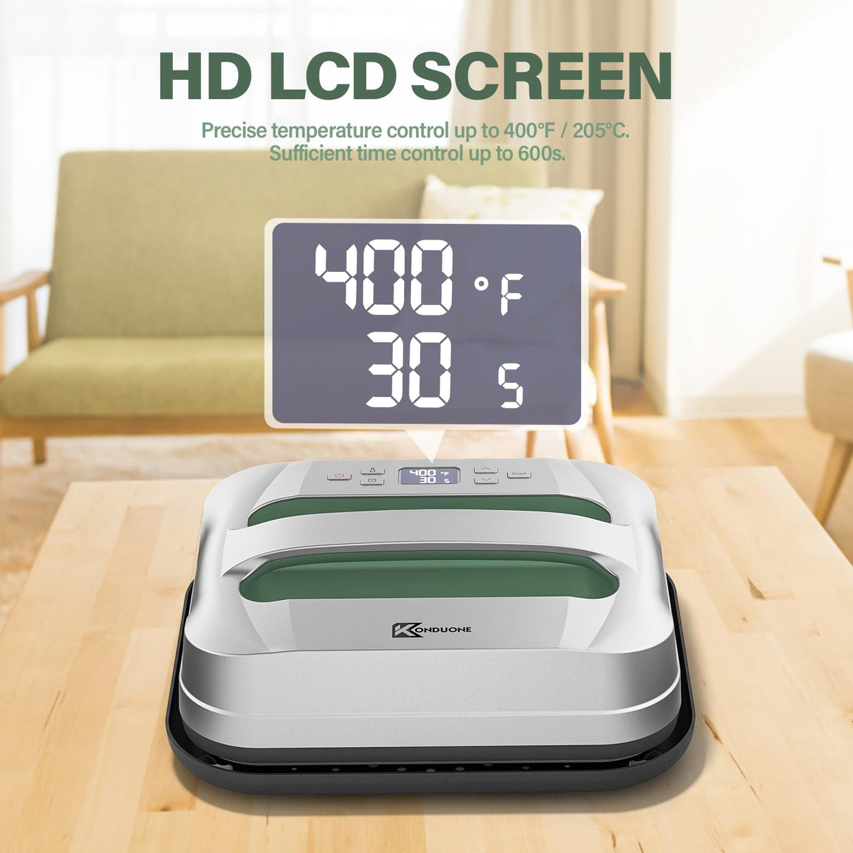 Heat Press Machine 12" x 10" Easy Press Heat Transfer for T-Shirts and HTV Vinyl Projects, Silver & Irish Green Konduone