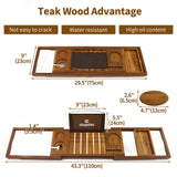 Utoplike Teak Bathtub Caddy Tray Bath Tray for Tub, Unique Bathtub Organizer with Book Tablet Wine Glass Cup Towel Holder, Adjustable, for Your Loved Utoplike