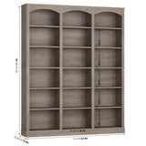 FACBOTALL 71" Triple Wide Bookshelf, 6 Tier Tall Bookshelf, Large Bookcase with Curved Baffle, 63.4" Wide Book Shelf with 18 Open Display Shelves for Living Room, Study, Gray FACBOTALL