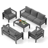 Solaste Aluminum Patio Furniture Set,7 Seats Modern Outdoor Conversation Set Metal Patio Furniture Set Sectional Sofa with Upgrade Cushion and Coffee Table,Dark Grey Solaste