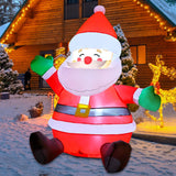 GOOSH 5 FT Christmas Inflatables Santa Claus Outdoor Decorations Blow Up Yard Sitting Santa Claus with Built-in LEDs for Holiday Xmas Garden Lawn Decor GOOSH