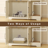 Halitaa Cat Litter Box Enclosure,Hidden Litter Box Furniture Cat Washroom with Cat Scratch Pad,Farmhouse Indoor Cat House End Table,White Halitaa