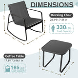 Oakmont 3 Pieces Patio Furniture Set Outdoor Conversation Furniture 2 Chairs with Glass Top Coffee Table Sets Beige Cushions Backyard, Pool, Garden Oakmont