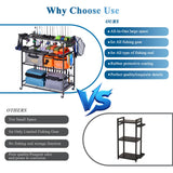 Bknius Fishing Rod Holder for Garage for 15 Rods, Fishing Pole Holders for Fishing Gear Storage Organizer, Fish Rod Rack Basement, Metal Black with Big Wheels, 4-Tier Bknius