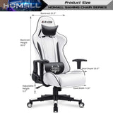 Homall Gaming Chair, Video Game Chair with Footrest and Lumbar Support, Ergonomic Computer Chair Height Adjustable with Swivel Seat and Headrest (Pale White) Homall