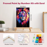 MOGTAA Tiger Paint by Numbers Kit for Adults Beginners with Frame, Tiger Adult Paint by Number Kits on Canvas with Easel, Easy DIY Animal Oil Painting Kits for Home Decor, 8x12in MOGTAA