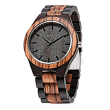 BYMAX Men Wood Watch Quartz, Fashion Handmade Wooden Wrist Watches Mens, Zebra Black BYMAX